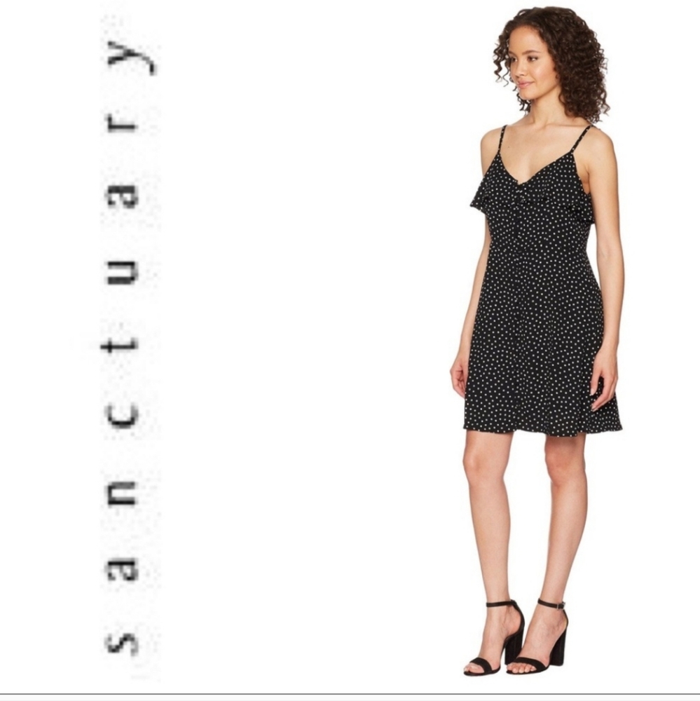 Sanctuary Rafaella Polka Dot Button Down Dress Large
